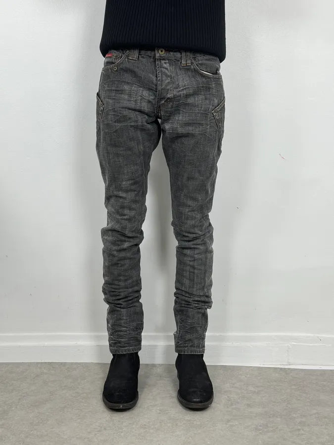 AW2003 Dolce & Gabbana Raw Grey Slim Denim Jeans CxUPHQF 1