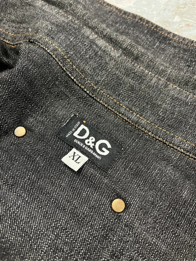 AW2003 Dolce & Gabbana Raw Grey Denim Snap Buttoned Shirt qExxSSV 10