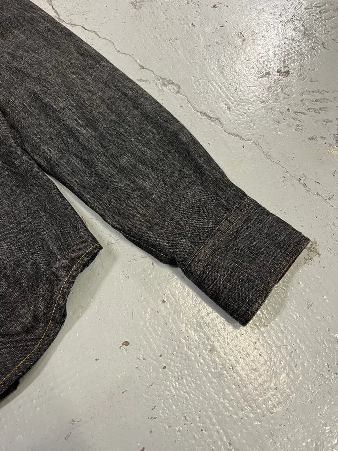 AW2003 Dolce & Gabbana Raw Grey Denim Snap Buttoned Shirt qExxSSV 5