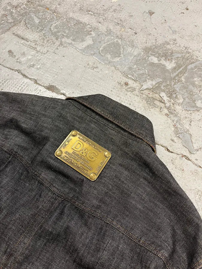 AW2003 Dolce & Gabbana Raw Grey Denim Snap Buttoned Shirt qExxSSV 8