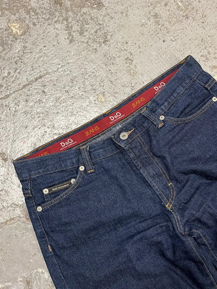 AW2003 Dolce & Gabbana Raw Navy Blue Denim Jeans xrkINZE 6