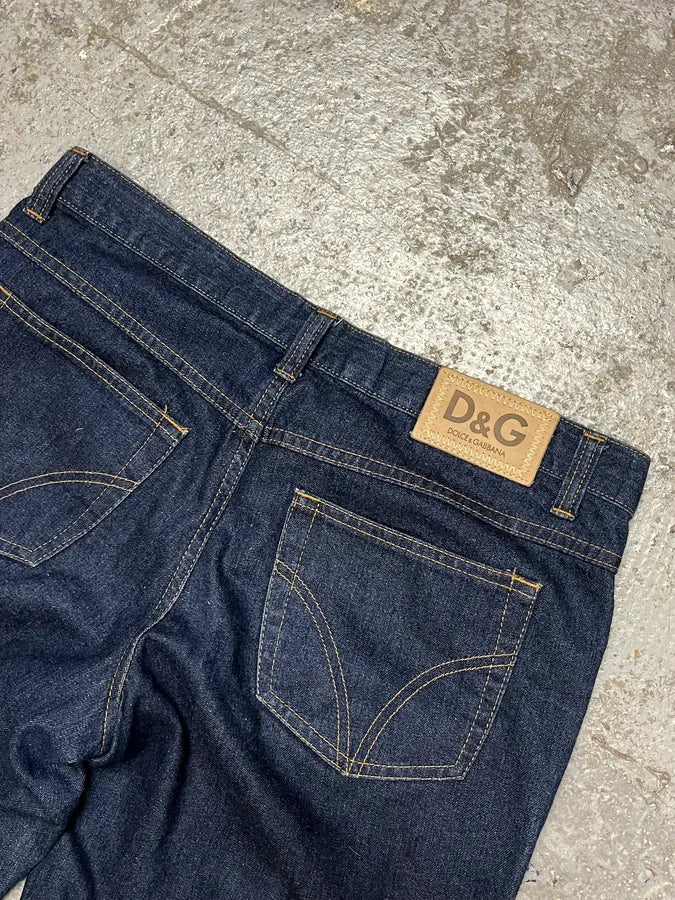 AW2003 Dolce & Gabbana Raw Navy Blue Denim Jeans xrkINZE 8