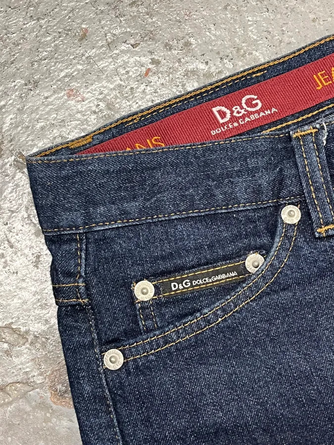 AW2003 Dolce & Gabbana Raw Navy Blue Denim Jeans xrkINZE 7