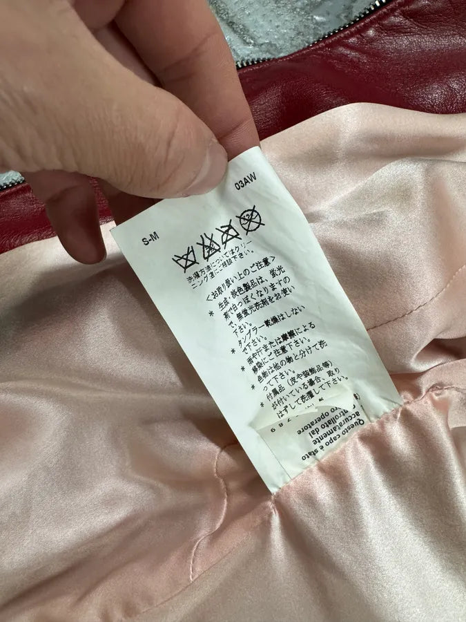 AW2003 Dolce & Gabbana Red Bordeaux Moto Leather Multi-Zip Perfecto Jacket ZCVtdGM 9