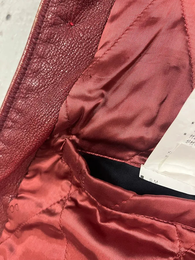 AW2003 Dolce & Gabbana Red Leather Italian Buttoned Jacket (S/M) AJKSHFl 11