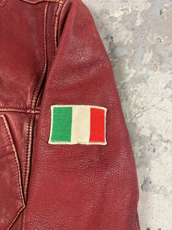 AW2003 Dolce & Gabbana Red Leather Italian Buttoned Jacket (S/M) AJKSHFl 8