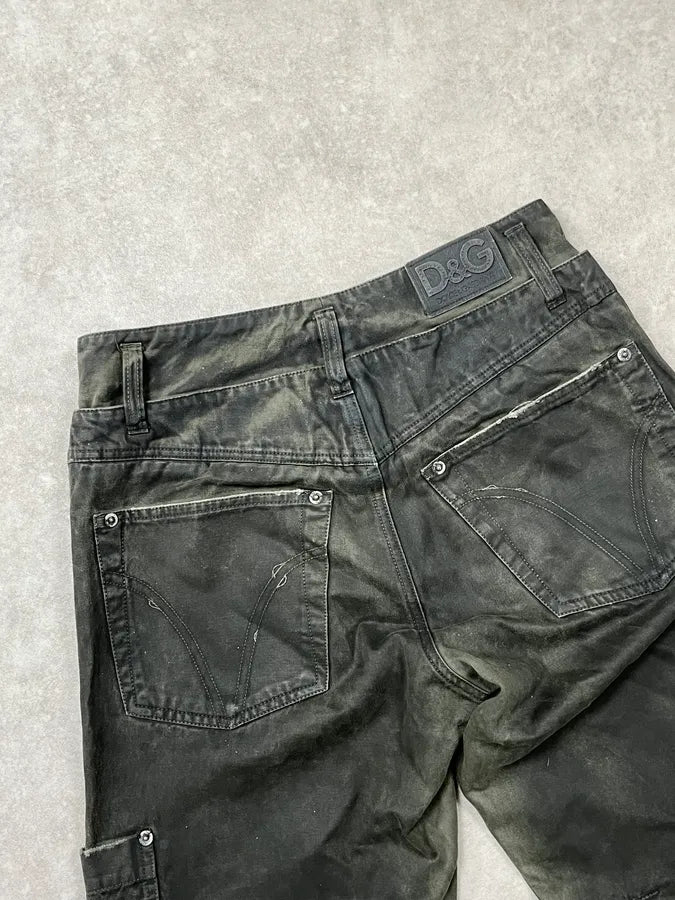 AW2003 Dolce & Gabbana Sage Green Distressed Cargo Pants gSSBbhW 7