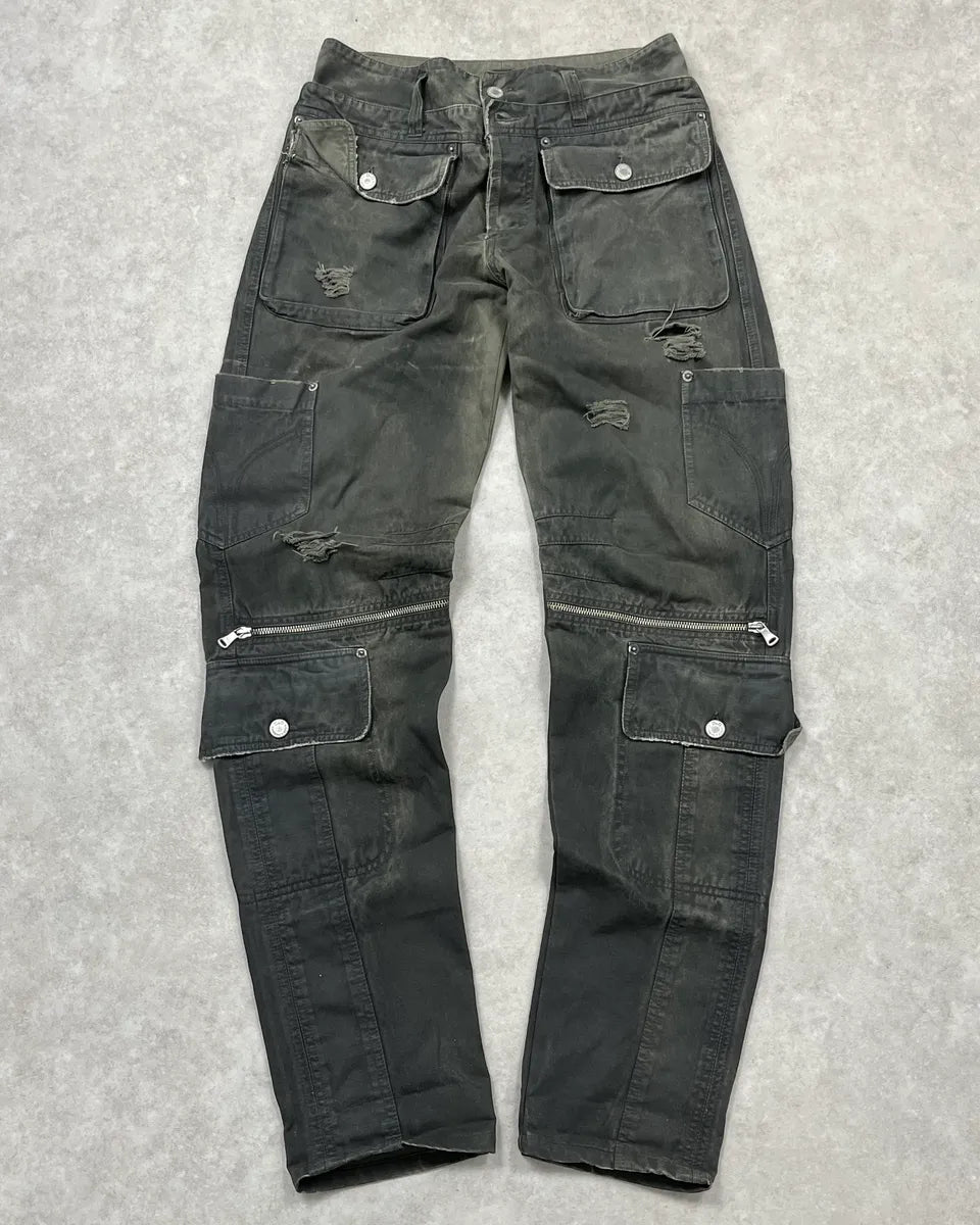 AW2003 Dolce & Gabbana Sage Green Distressed Cargo Pants gSSBbhW 0