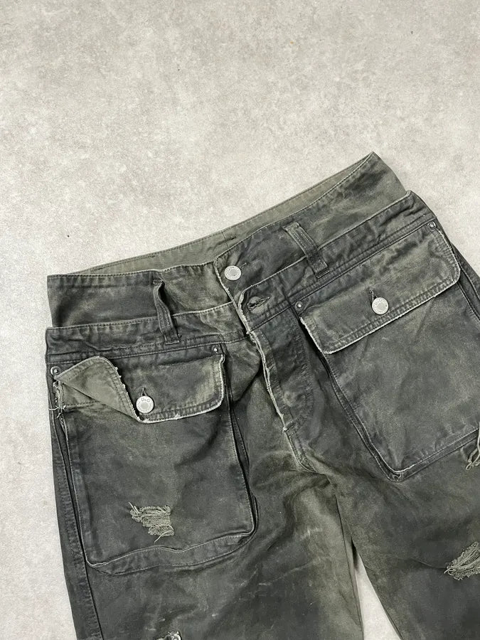 AW2003 Dolce & Gabbana Sage Green Distressed Cargo Pants gSSBbhW 4
