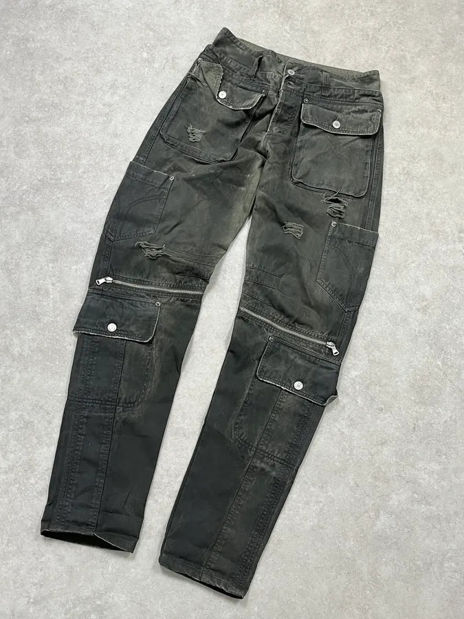 AW2003 Dolce & Gabbana Sage Green Distressed Cargo Pants gSSBbhW 5