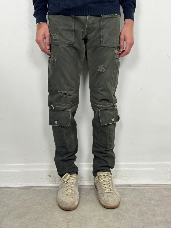 AW2003 Dolce & Gabbana Sage Green Distressed Cargo Pants gSSBbhW 1