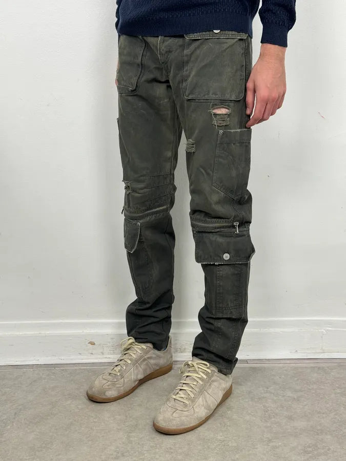AW2003 Dolce & Gabbana Sage Green Distressed Cargo Pants gSSBbhW 2