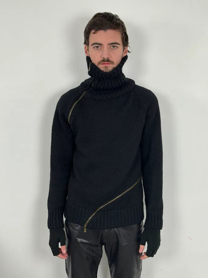 AW2003 Dolce & Gabbana Tornado Zip Black Knit Sweater iJZoADf 1