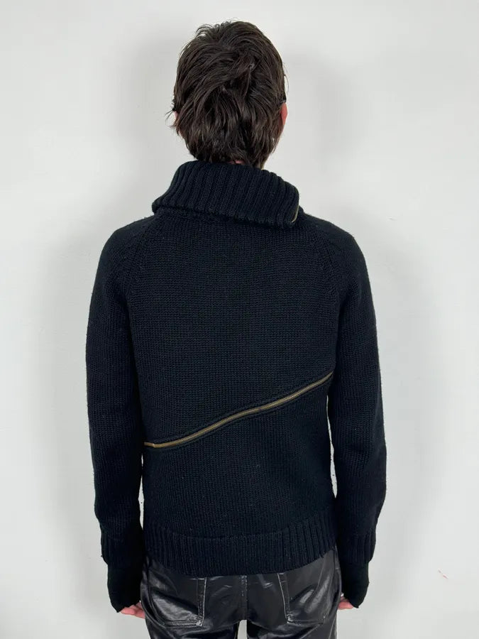 AW2003 Dolce & Gabbana Tornado Zip Black Knit Sweater iJZoADf 3