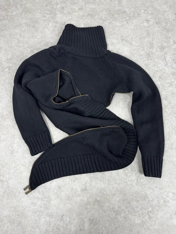 AW2003 Dolce & Gabbana Tornado Zip Black Knit Sweater iJZoADf 8