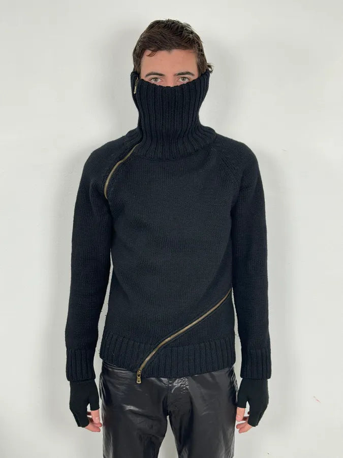 AW2003 Dolce & Gabbana Tornado Zip Black Knit Sweater iJZoADf 2
