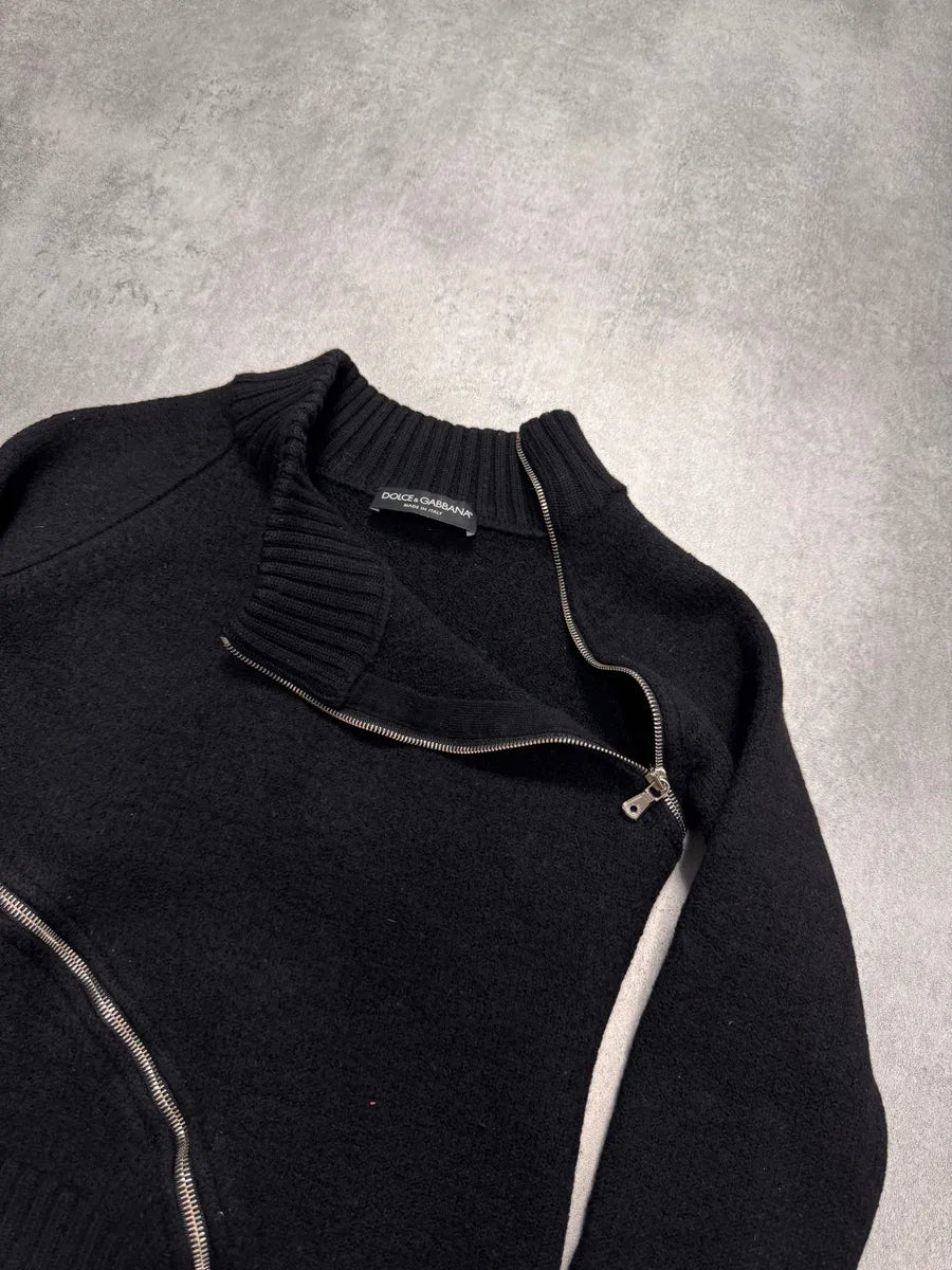 AW2003 Dolce & Gabbana Tornado Zip Black Sweater ggcjSGe 1