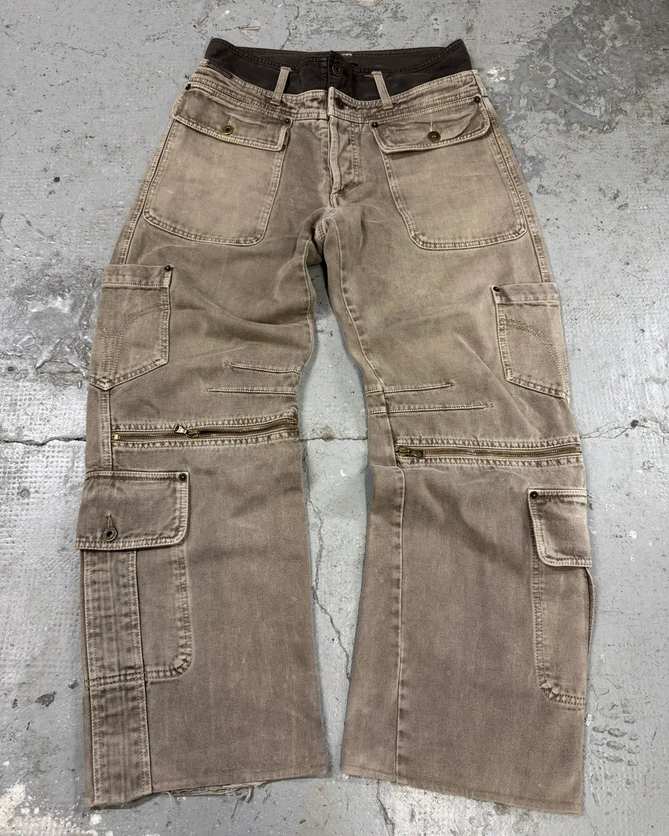 AW2003 Dolce & Gabbana Waisted Masterpiece Faded Grey Denim Cargo (M) 0