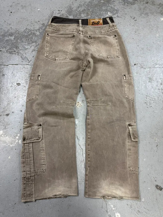 AW2003 Dolce & Gabbana Waisted Masterpiece Faded Grey Denim Cargo (M) 2