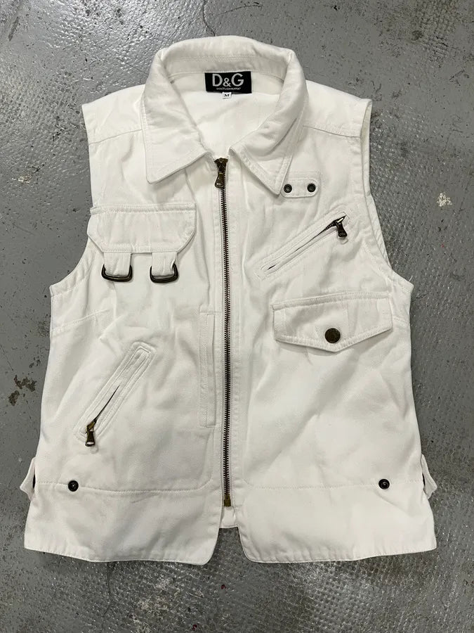 AW2003 Dolce & Gabbana White Cargo Vest (XS/S) gPfBJvb 0