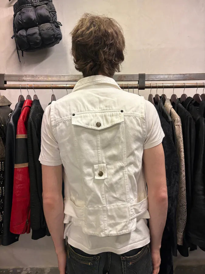 AW2003 Dolce & Gabbana White Cargo Vest (XS/S) gPfBJvb 3