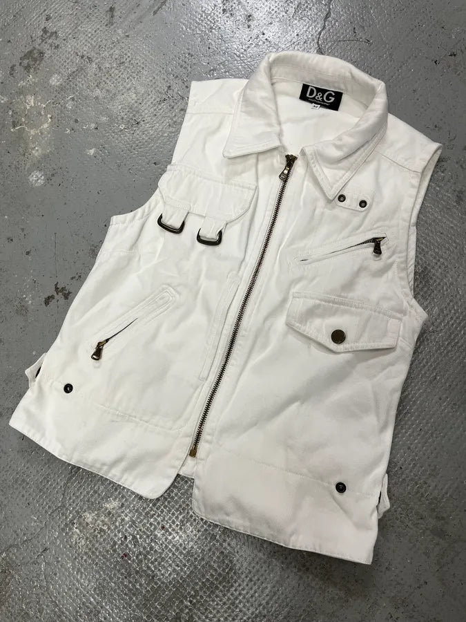 AW2003 Dolce & Gabbana White Cargo Vest (XS/S) gPfBJvb 4