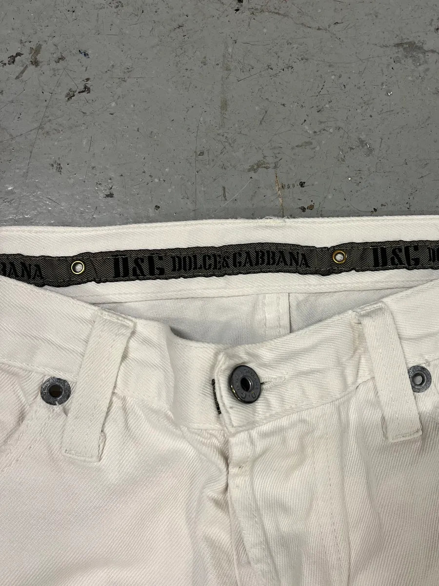 AW2003 Dolce & Gabbana White Distressed Pants ZRbmibD 6