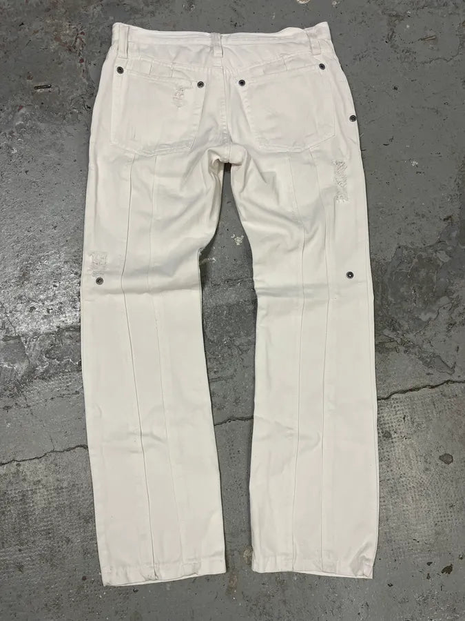 AW2003 Dolce & Gabbana White Distressed Pants ZRbmibD 4