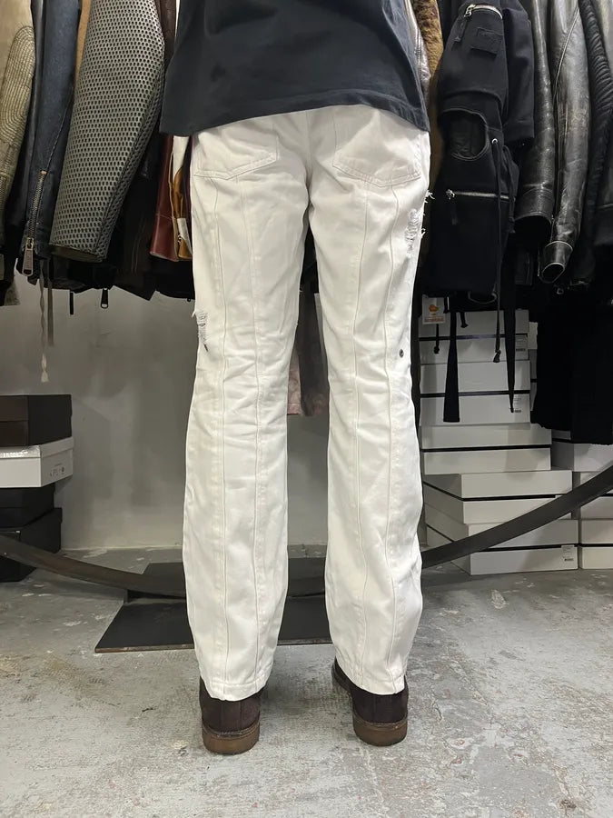 AW2003 Dolce & Gabbana White Distressed Pants ZRbmibD 3