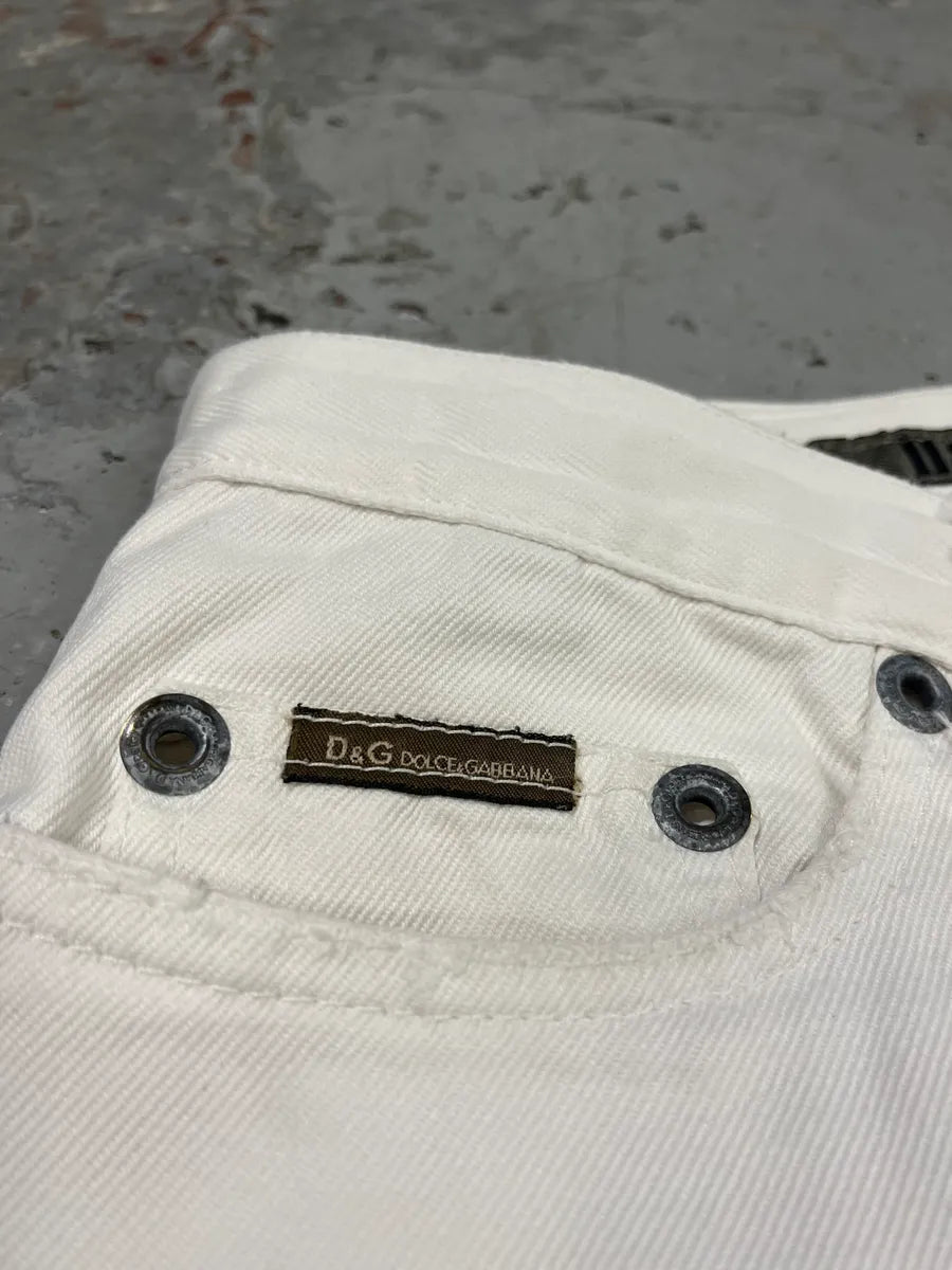 AW2003 Dolce & Gabbana White Distressed Pants ZRbmibD 7