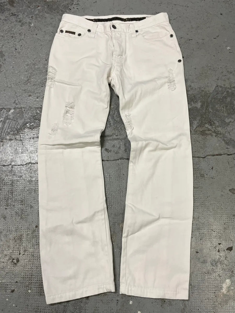 AW2003 Dolce & Gabbana White Distressed Pants ZRbmibD 0