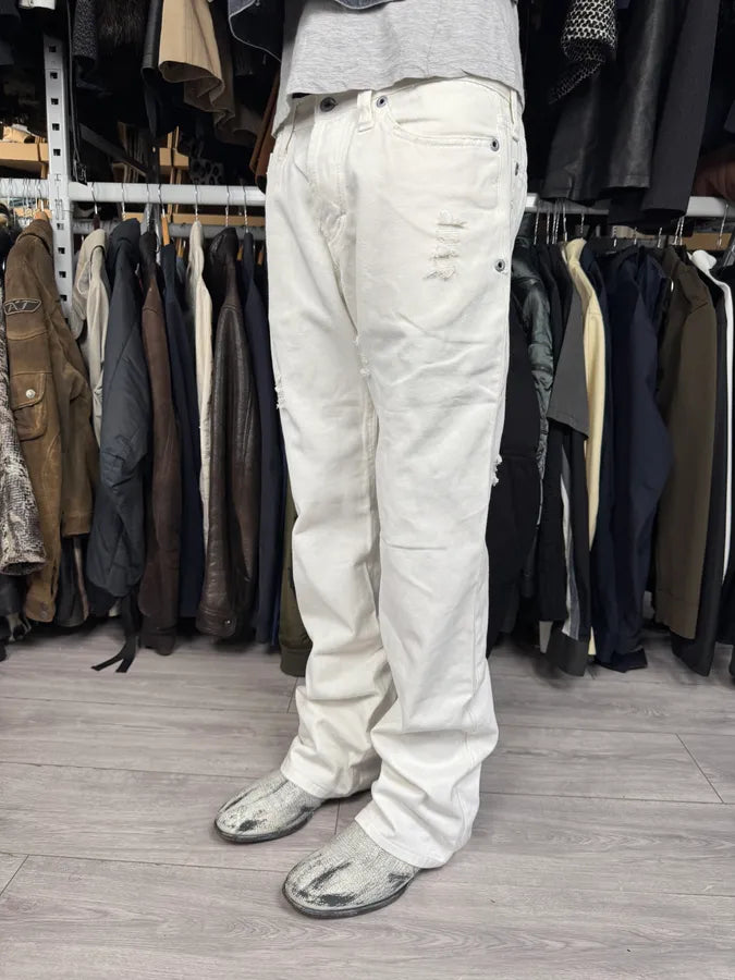 AW2003 Dolce & Gabbana White Distressed Pants PRMZnGc 1