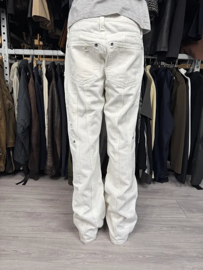 AW2003 Dolce & Gabbana White Distressed Pants PRMZnGc 2
