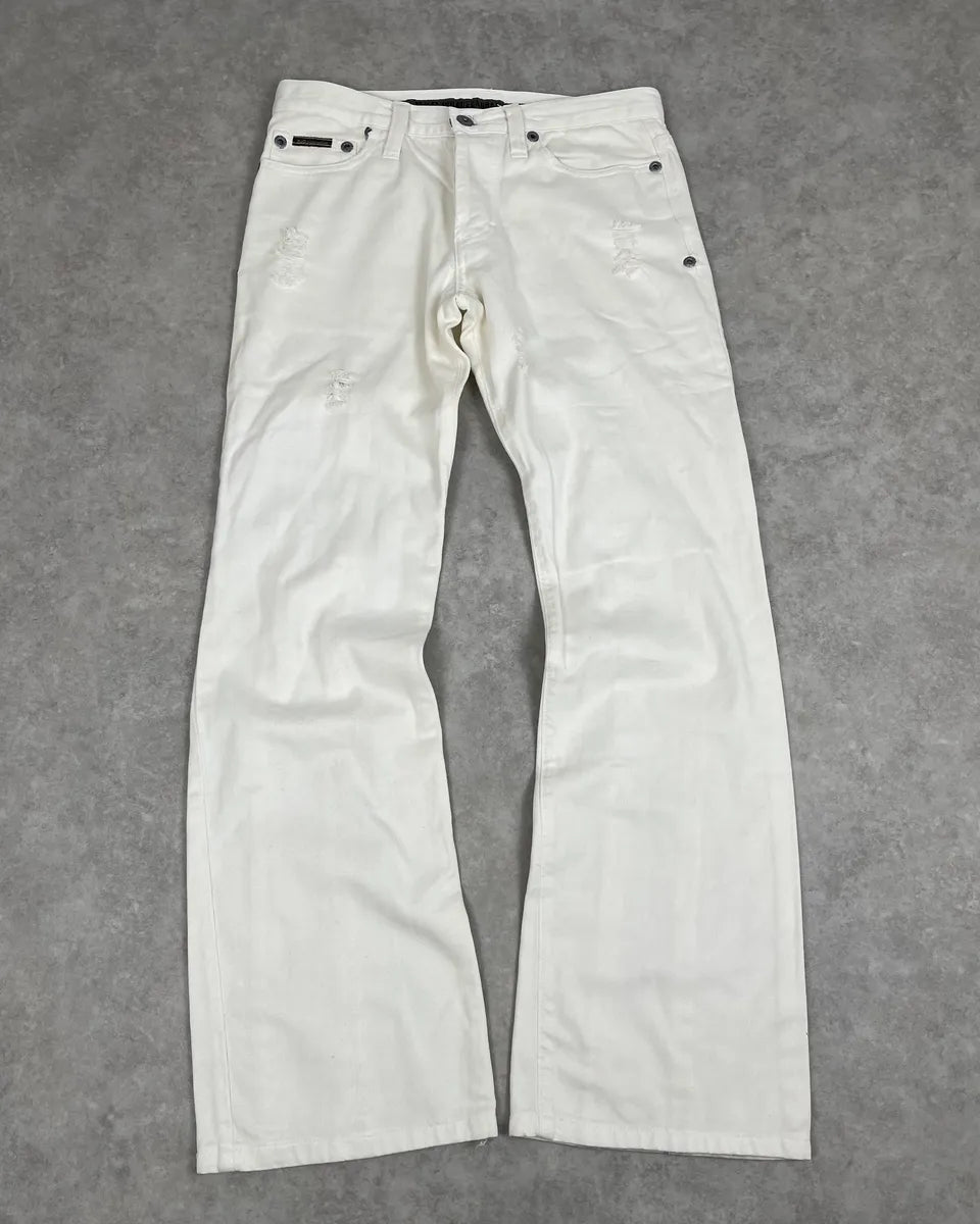 AW2003 Dolce & Gabbana White Distressed Pants PRMZnGc 3