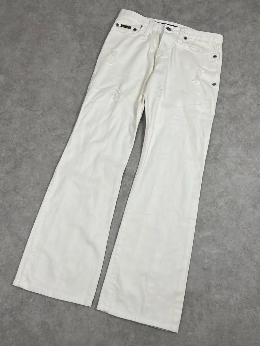 AW2003 Dolce & Gabbana White Distressed Pants PRMZnGc 4