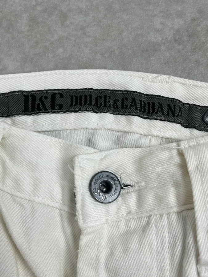 AW2003 Dolce & Gabbana White Distressed Pants PRMZnGc 5