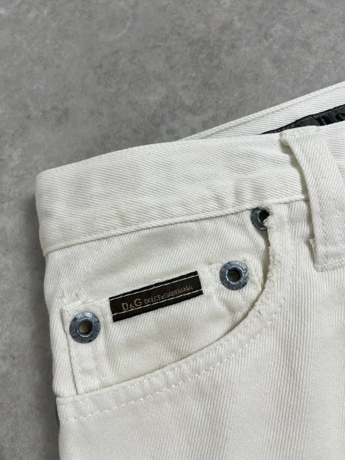 AW2003 Dolce & Gabbana White Distressed Pants PRMZnGc 9