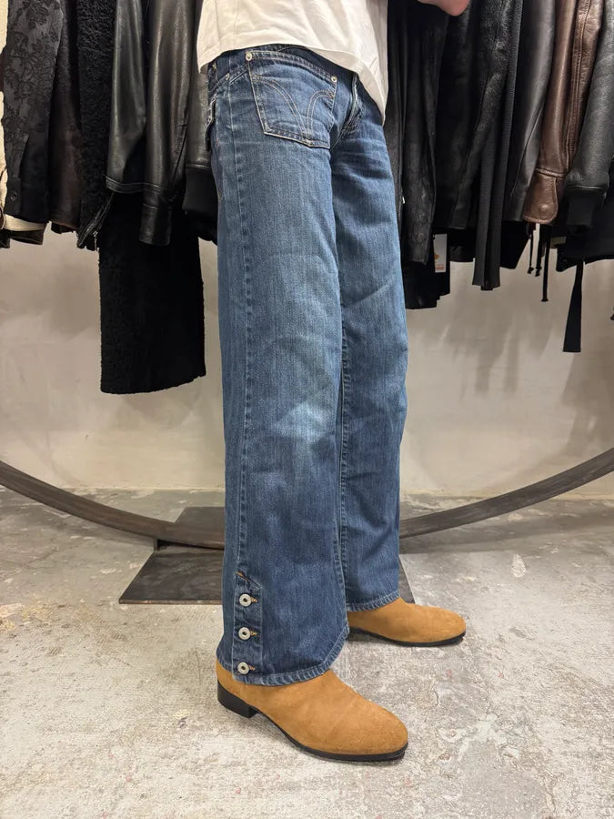 AW2003 Dolce & Gabbana Wide Faded Blue Denim Bootcut Jeans (S) nimGZME 1