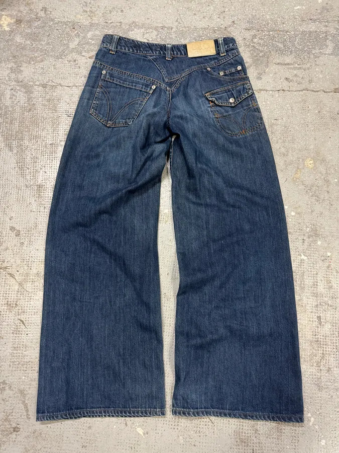 AW2003 Dolce & Gabbana Wide Faded Blue Denim Bootcut Jeans (S) nimGZME 6