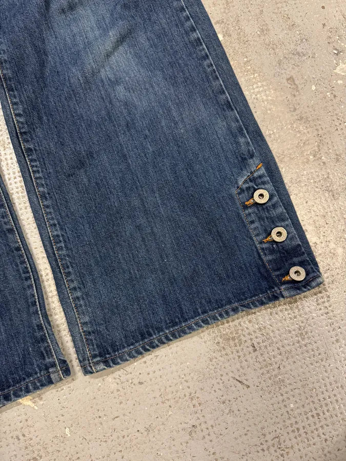 AW2003 Dolce & Gabbana Wide Faded Blue Denim Bootcut Jeans (S) nimGZME 7
