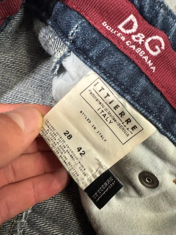 AW2003 Dolce & Gabbana Wide Faded Blue Denim Bootcut Jeans (S) nimGZME 9