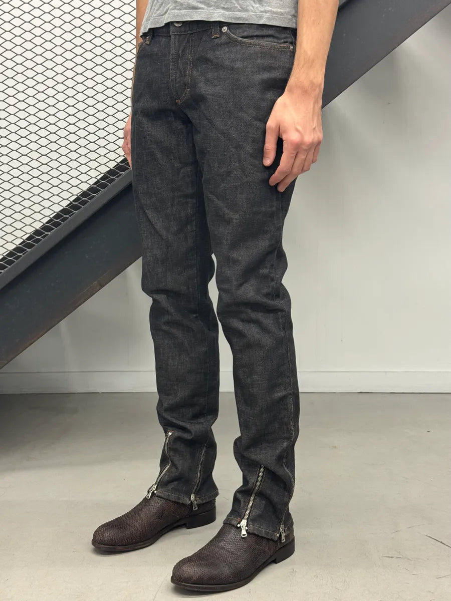 AW2003 Dolce & Gabbana Zip Dark Grey Denim Jeans QZjLVhO 2