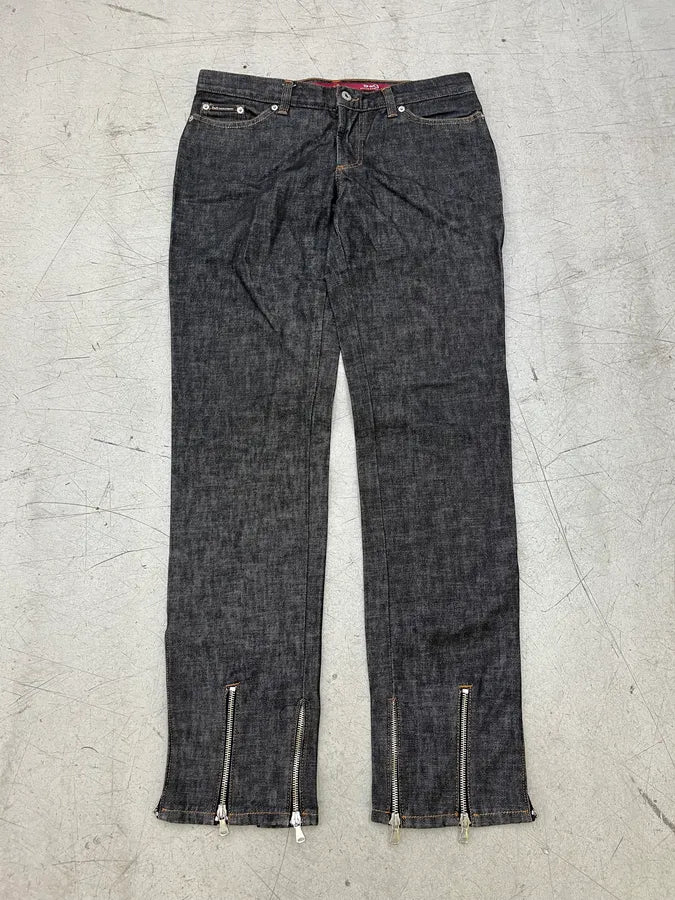 AW2003 Dolce & Gabbana Zip Dark Grey Denim Jeans QZjLVhO 4