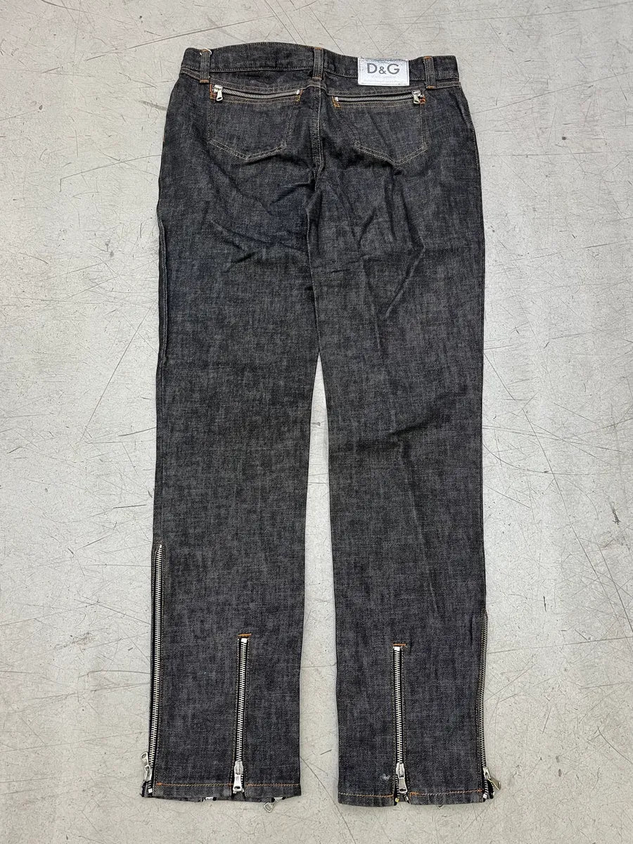 AW2003 Dolce & Gabbana Zip Dark Grey Denim Jeans QZjLVhO 6