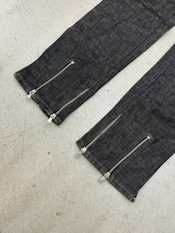 AW2003 Dolce & Gabbana Zip Dark Grey Denim Jeans QZjLVhO 7