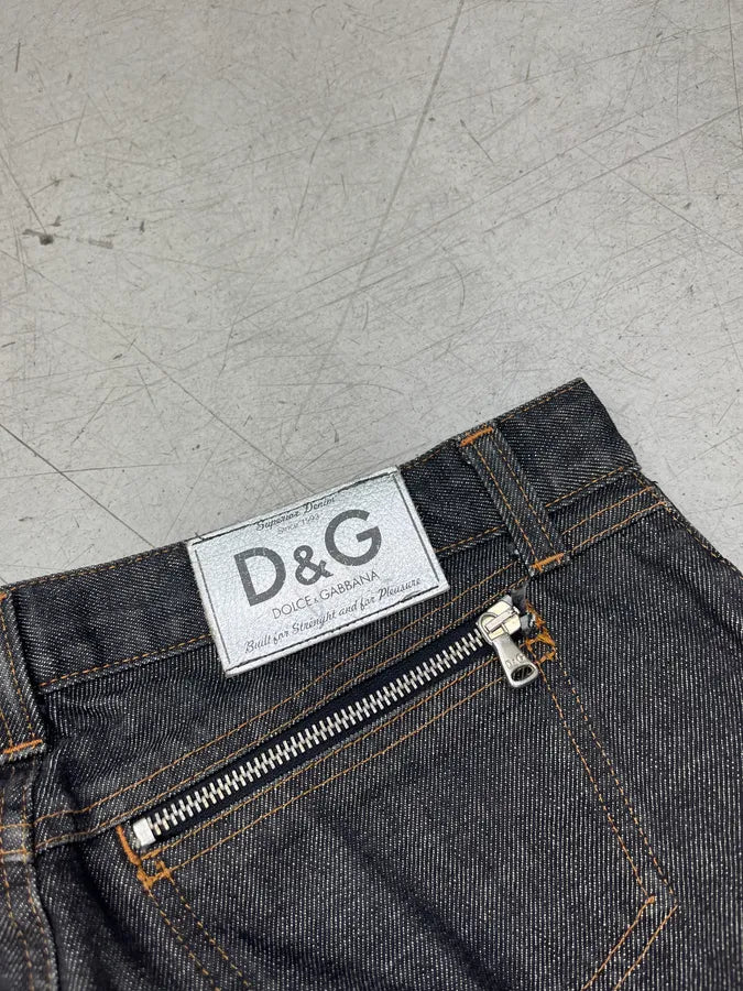 AW2003 Dolce & Gabbana Zip Dark Grey Denim Jeans QZjLVhO 8