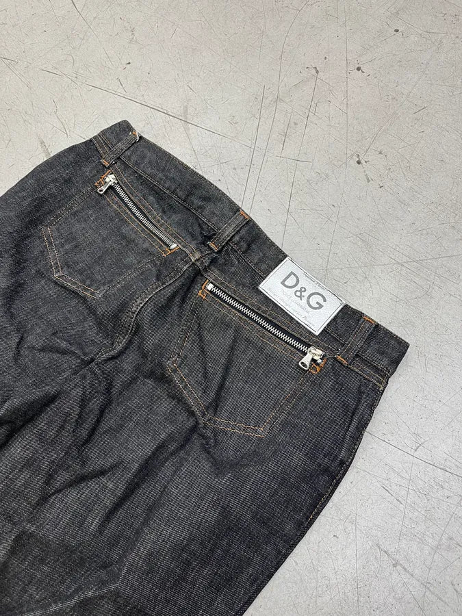 AW2003 Dolce & Gabbana Zip Dark Grey Denim Jeans QZjLVhO 9