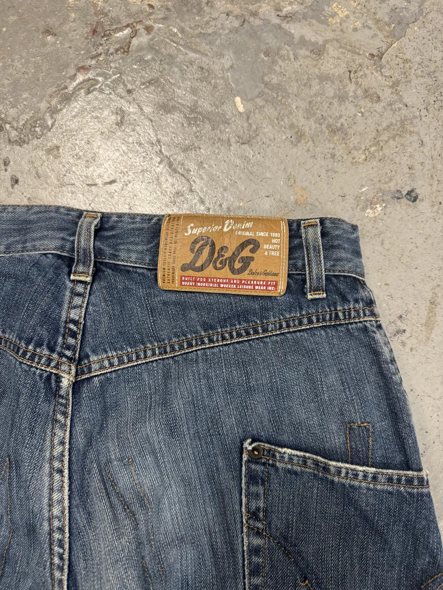 AW2003 Dolce Gabbana Blue Denim Structural Jeans (M) 6