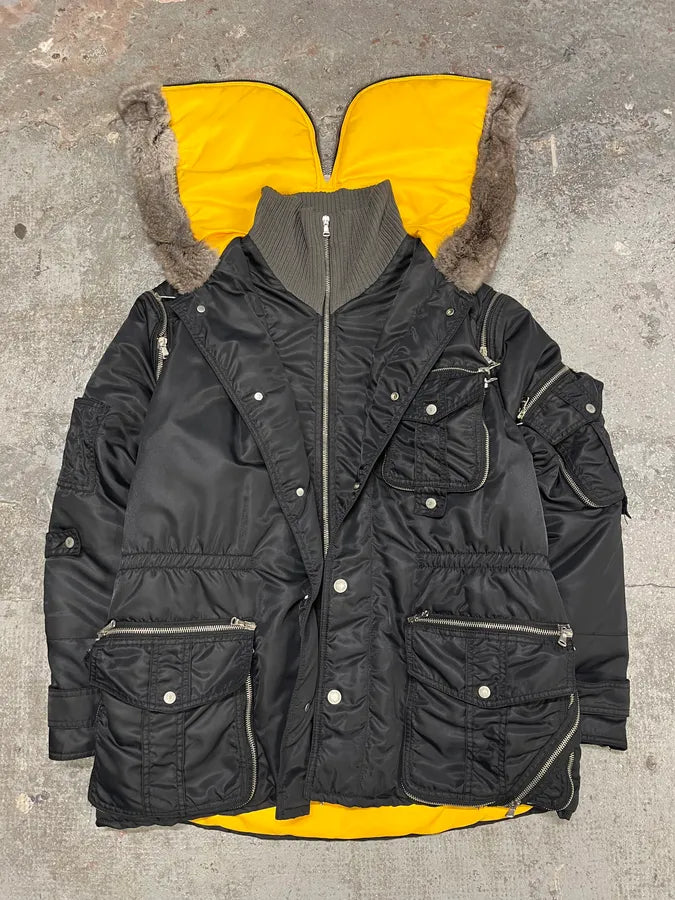 AW2003 Dolce Gabbana Hunter Multi Zips Detachable Black Jacket  KTbYkOA 0