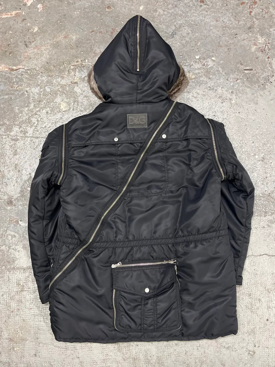 AW2003 Dolce Gabbana Hunter Multi Zips Detachable Black Jacket  KTbYkOA 1